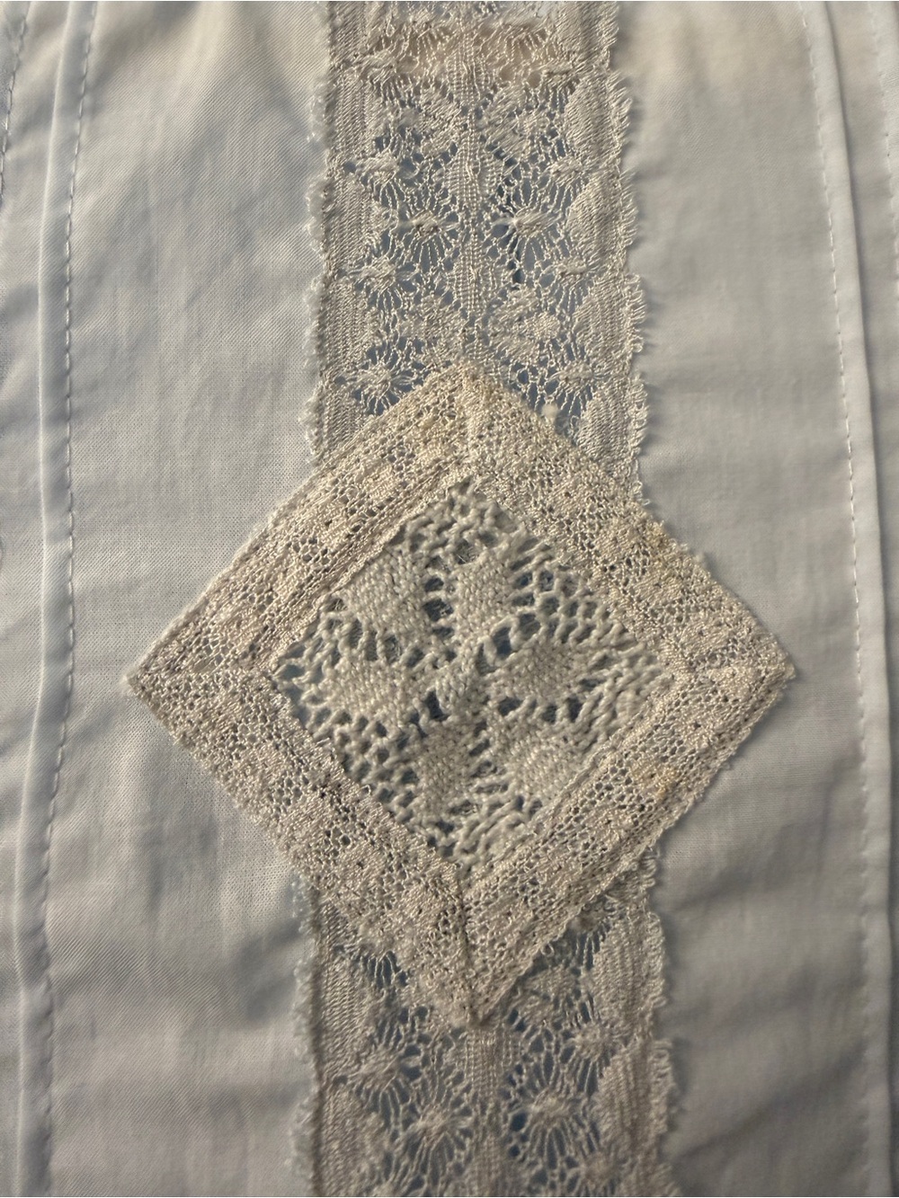 Evereve Romantic Cotton Shirt Crochet Lace Trim Pale Blue Poetcore Small - Picture 4 of 9